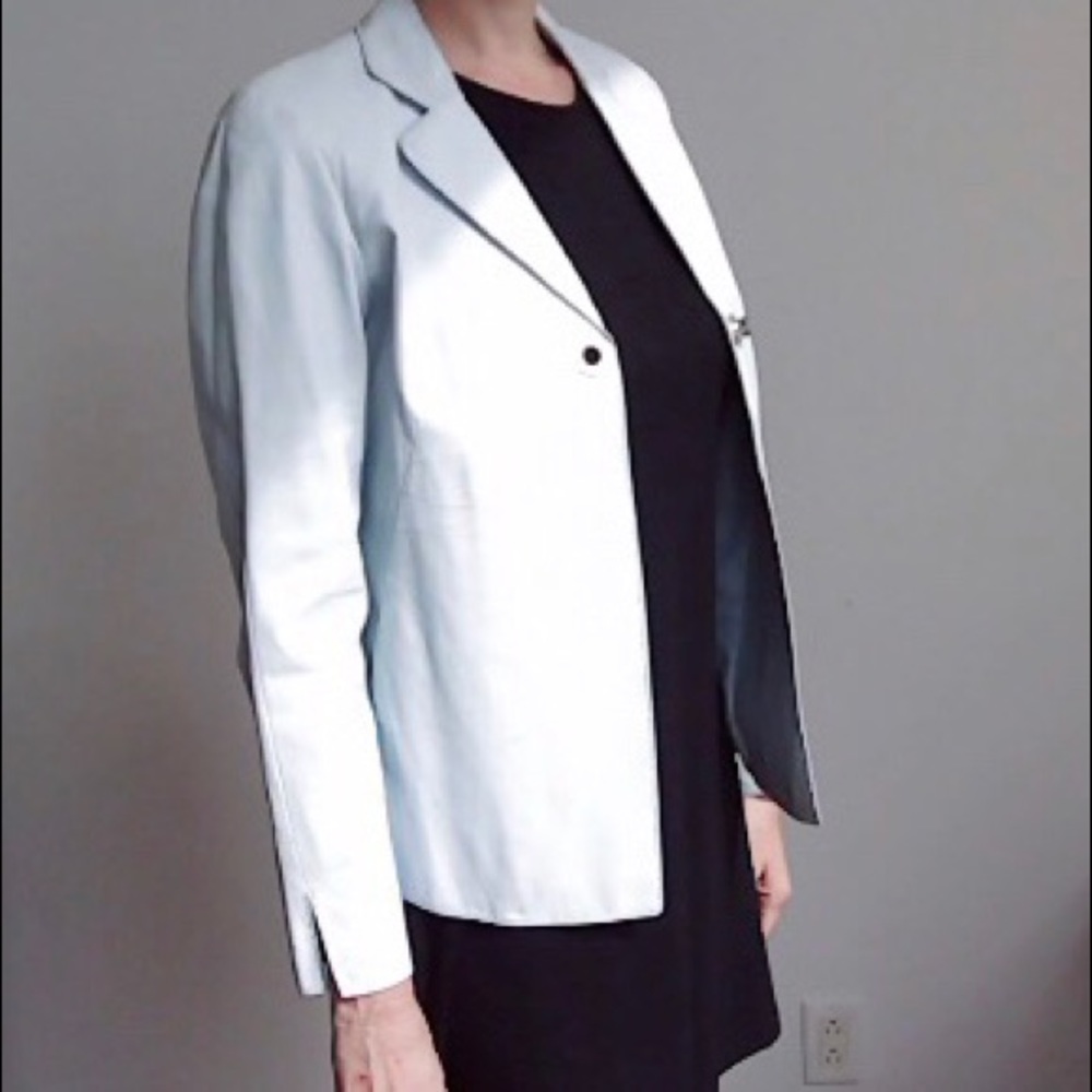 Worth Leather Jacket - powder blue size 10